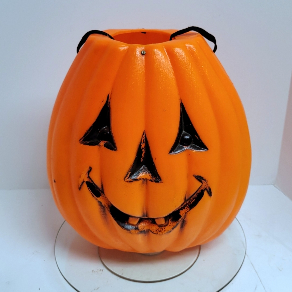 Vintage pumpkin jack o lantern blow mold Halloween trick or treat bucket